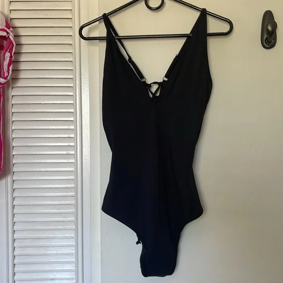 TA3 black plunging one piece swimsuit - Picture 8 of 9
